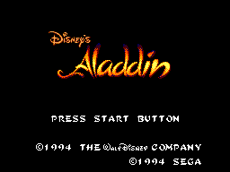 Aladdin title screen for Sega Master System